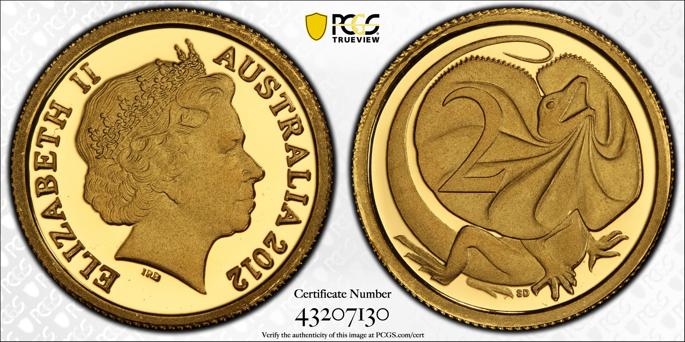 2012 Australia Two Cent, 2c Frill Neck Lizard PCGS - PR69DCAM -130