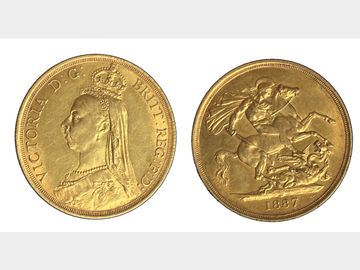 1887 QUEEN VICTORIA GOLD TWO POUND COIN
