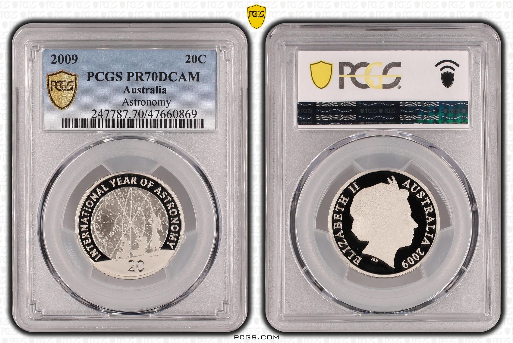 Elizabeth II, Astronomy, Pop 11/0, Twenty Cent, 2009, PCGS PR70DCAM