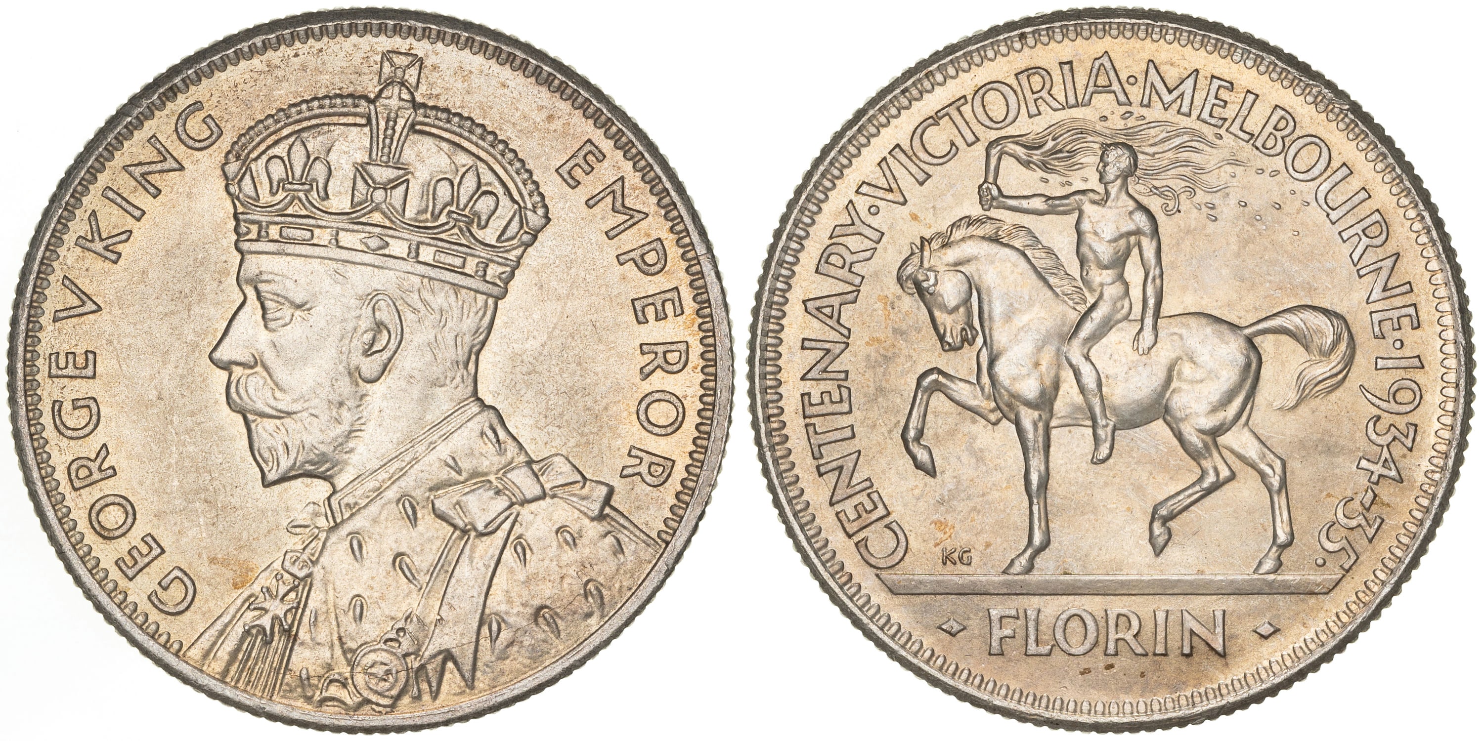 George V, Melbourne Centenary, Florin, 1934-35, UNC