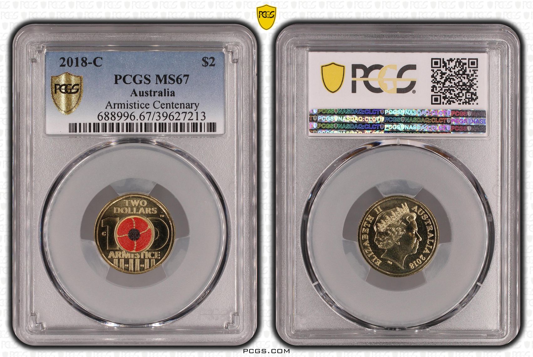 Armistice Centenary, Two Dollar, 2018-C, PCGS MS67