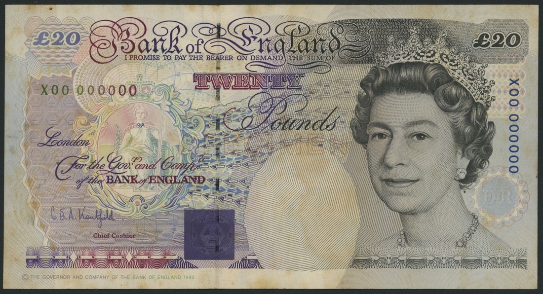 Bank of England, specimen £20, G. E. A. Kentfield, 1993-98, serial ...