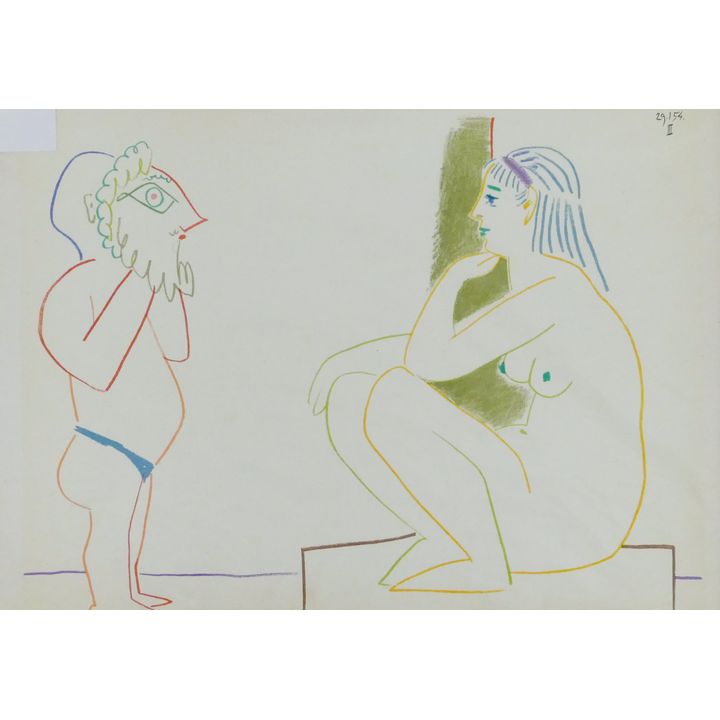 Pablo Picasso ''Artist and Model'' 1954 Color Lithograph