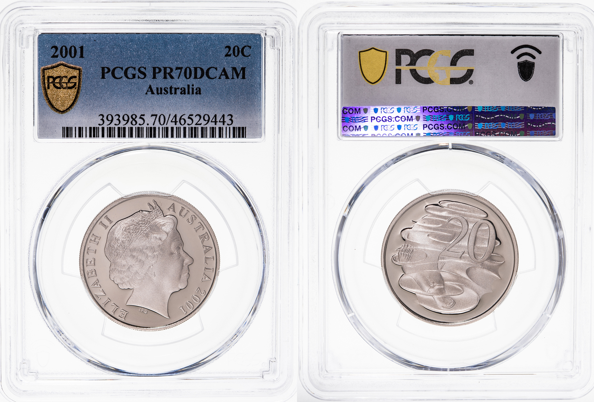 Elizabeth II, Twenty Cent, 2001, PCGS PR70DCAM