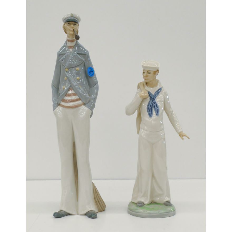 2pc Lladro Sailor and Captain Porcelain Figurines