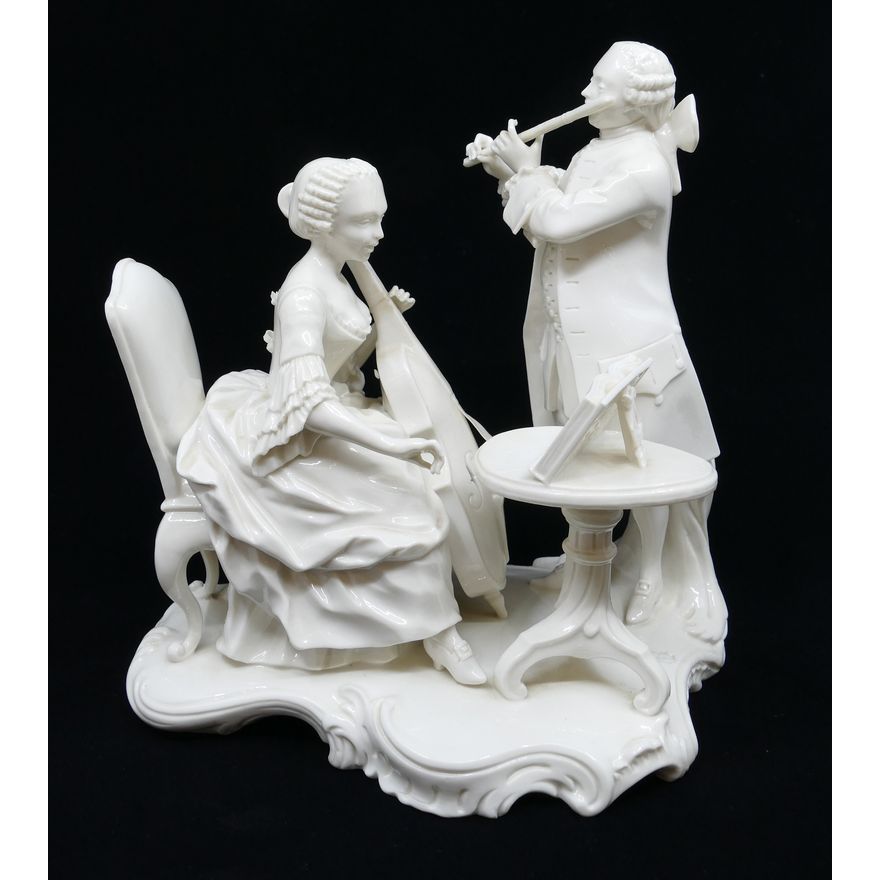 Nymphenburg Musicians Blanc de Chine Porcelain Figure Group- 8.5"