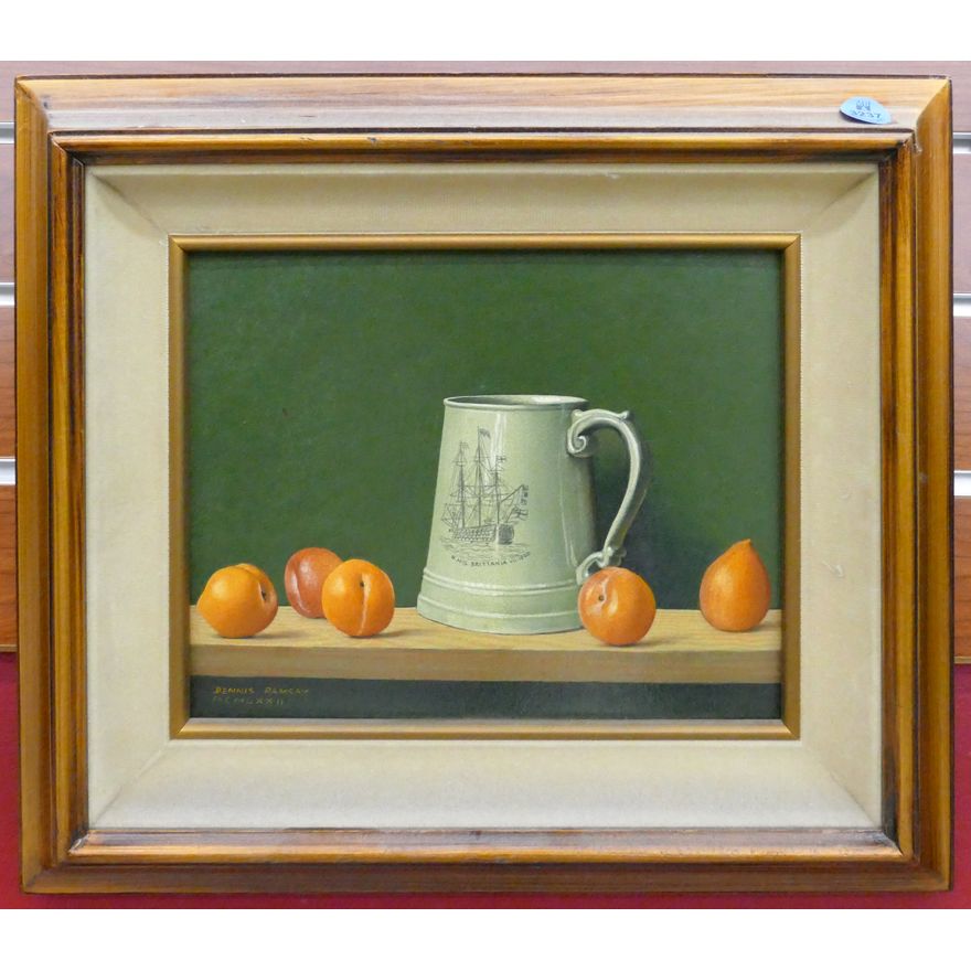 Dennis Ramsay (1925-2009 American) Small Oranges Still Life Oil