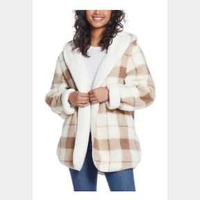 WEATHERPROOF LADIES' REVERSIBLE COZY SHERPA HOODED JACKET SIZE LADIES' L/XL