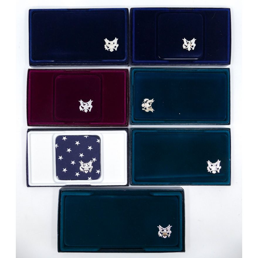 Box 7pc US 90% Silver Commemorative Coins & Sets in Cases