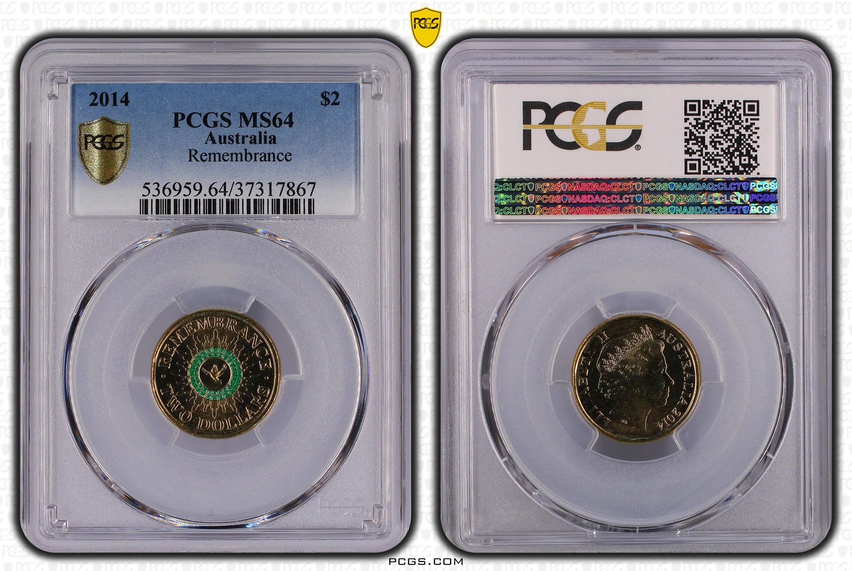 2014 Australia Two Dollar, $2 Remembrance PCGS - MS64 -867