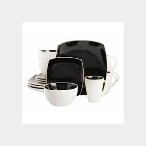 Dream Home 16 Piece Dinnerware Set Modern Desktop Fruit Salad Plates Black and Grey |5 PIECE BROKEN