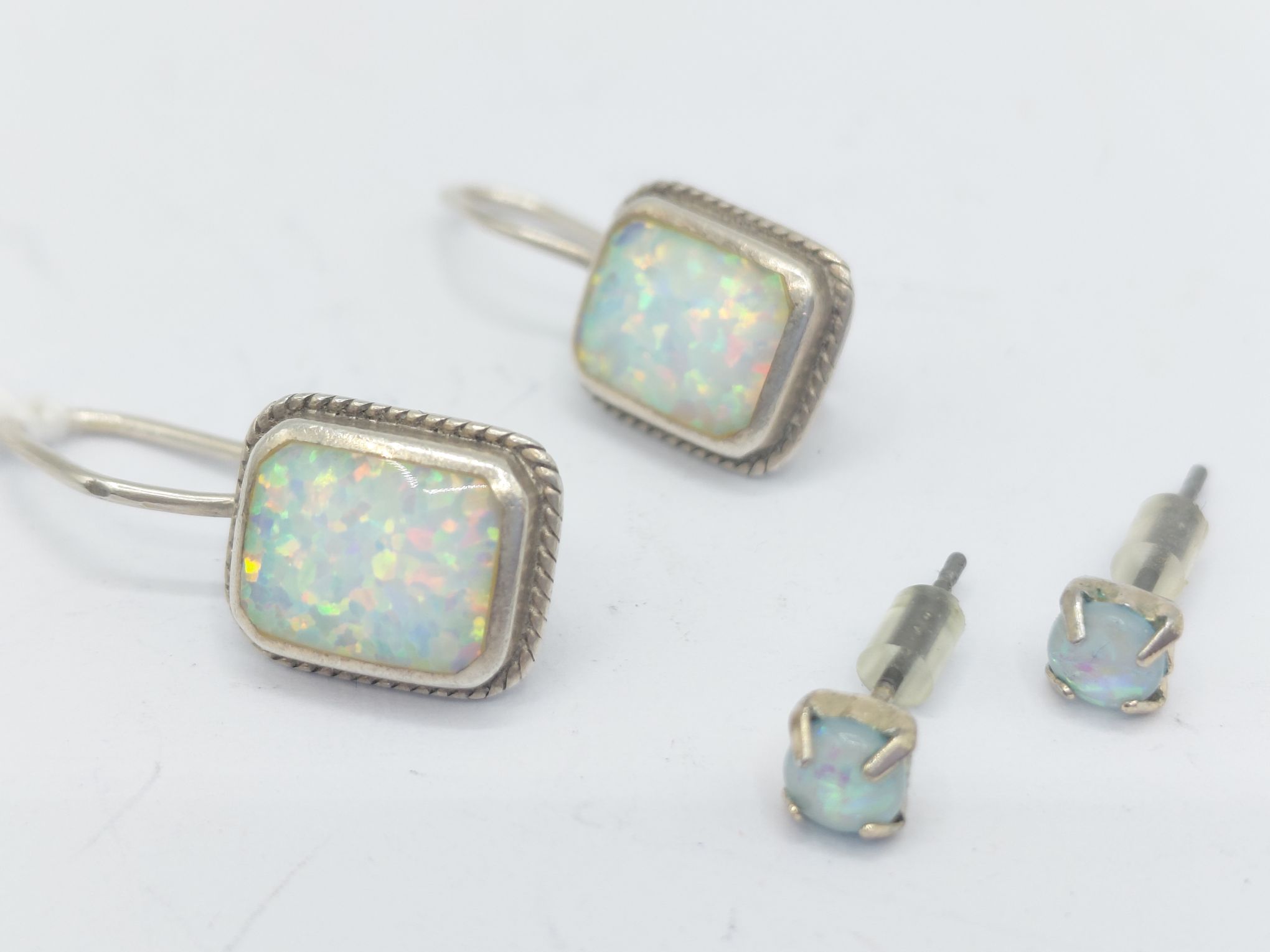 Sterling Silver Opal Earrings