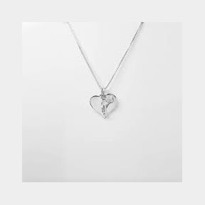 Womens Necklace Heart Charm Disc Sterling Silver Jewellery Bar 9901040324310- 51748/10276 AS B1 (S9)