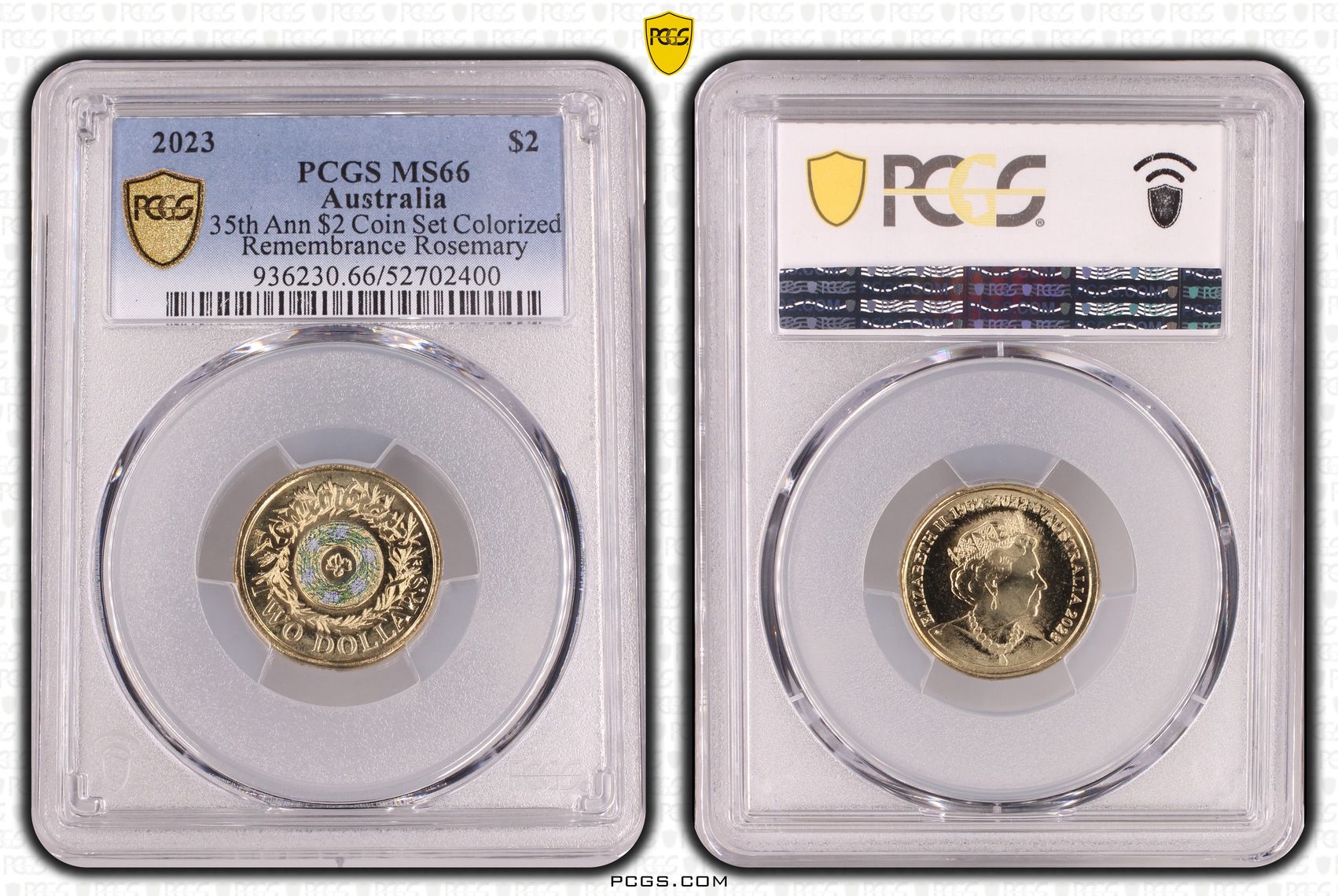 35th Ann $2 Coin Set Colorized Remembrance Rosemary, Two Dollar, 2023, PCGS MS66