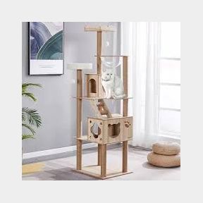 51684/62-185cm Large Cat Scratching Post Tower Jungle Gym with Dangling Mouse Stand - BI