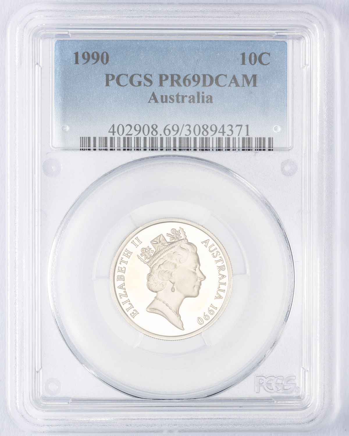 Elizabeth II, Ten Cent, 1990, PCGS PR69DCAM
