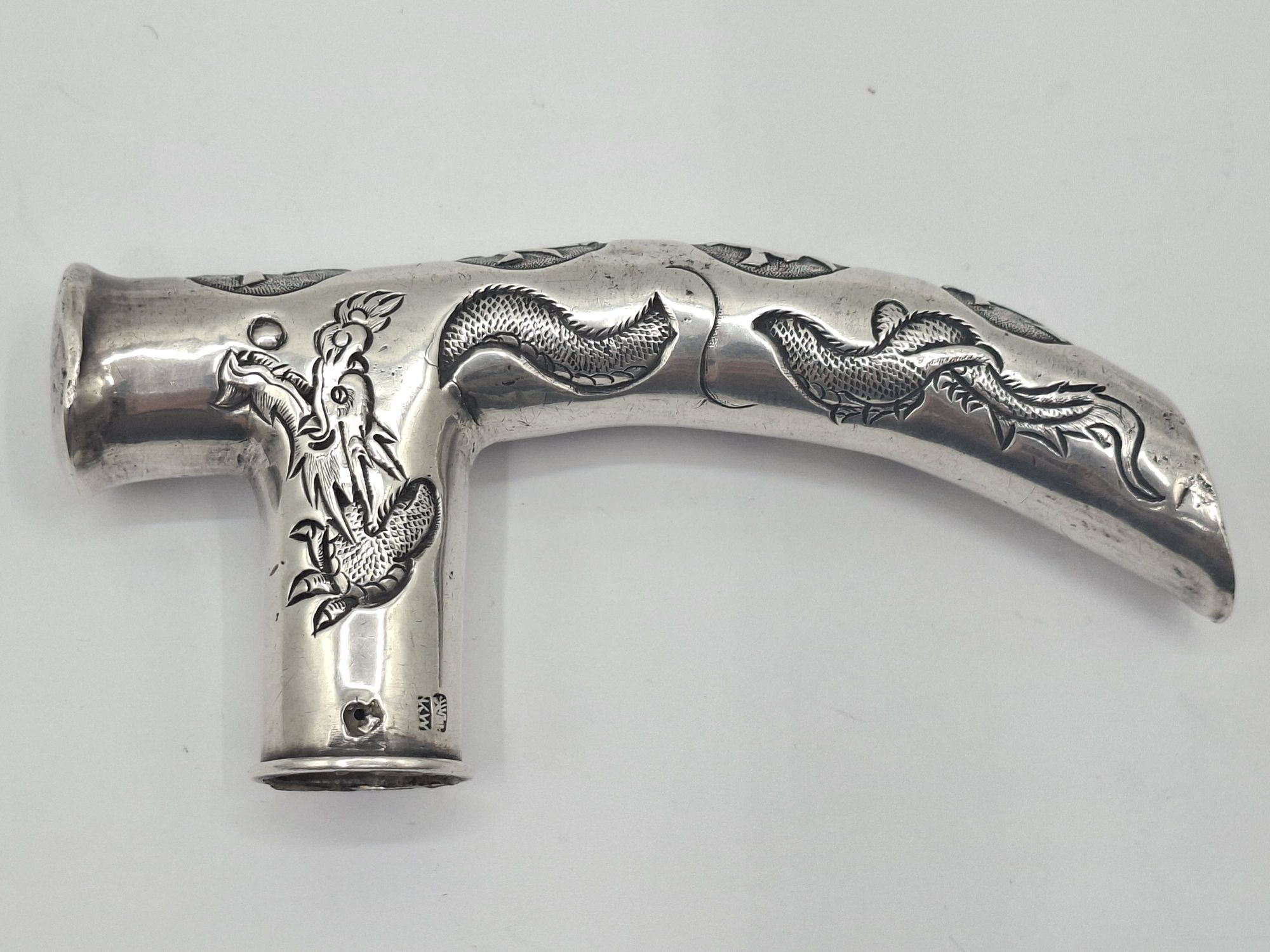 Oriental Silver Walking Stick Handle