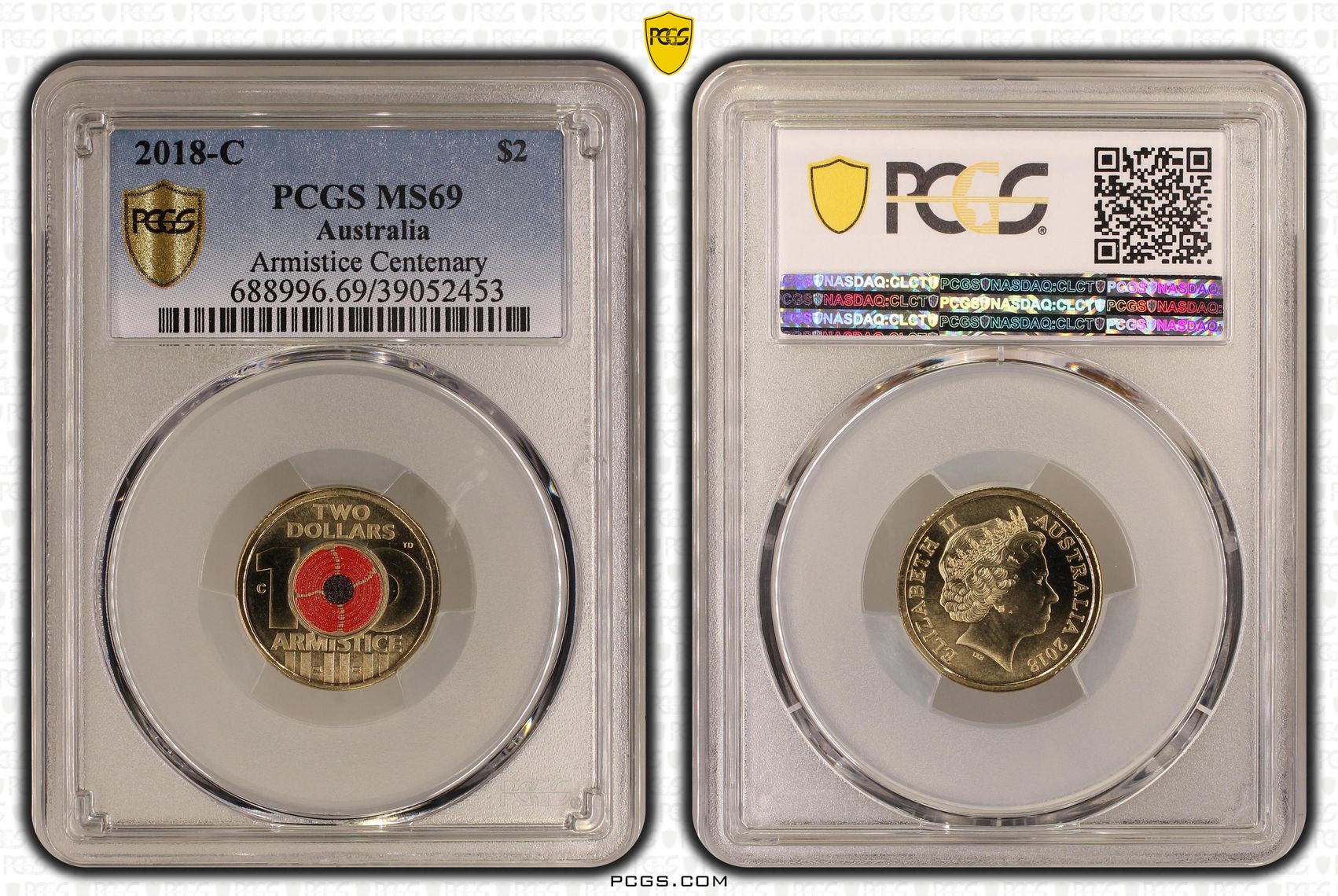Armistice Centenary Colorized, Two Dollar, 2018-C, PCGS MS69