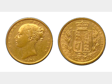 1872 VICTORIA YOUNG HEAD LONDON MINT #DIE 53 SHIELD GOLD SOVEREIGN