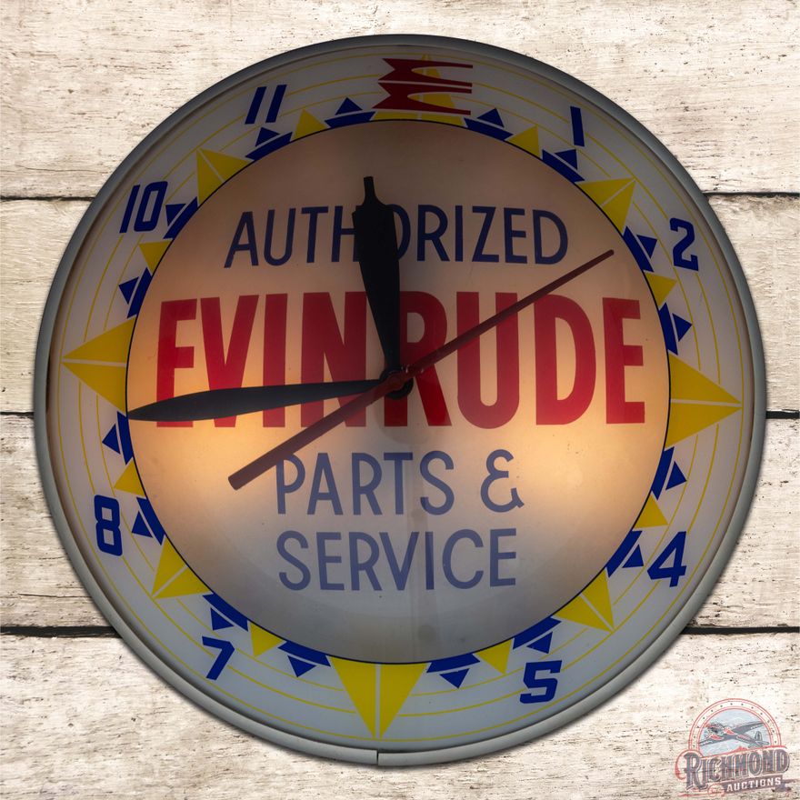 Evinrude Authorized Parts & Service Double Bubble Advertising Clock
