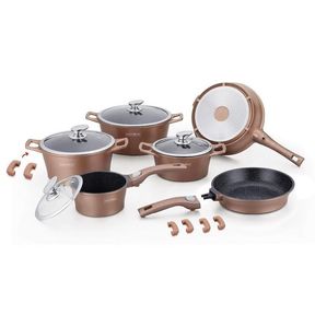 Royalty Line 16 Piece Marble Coating Cookware Set - Cream