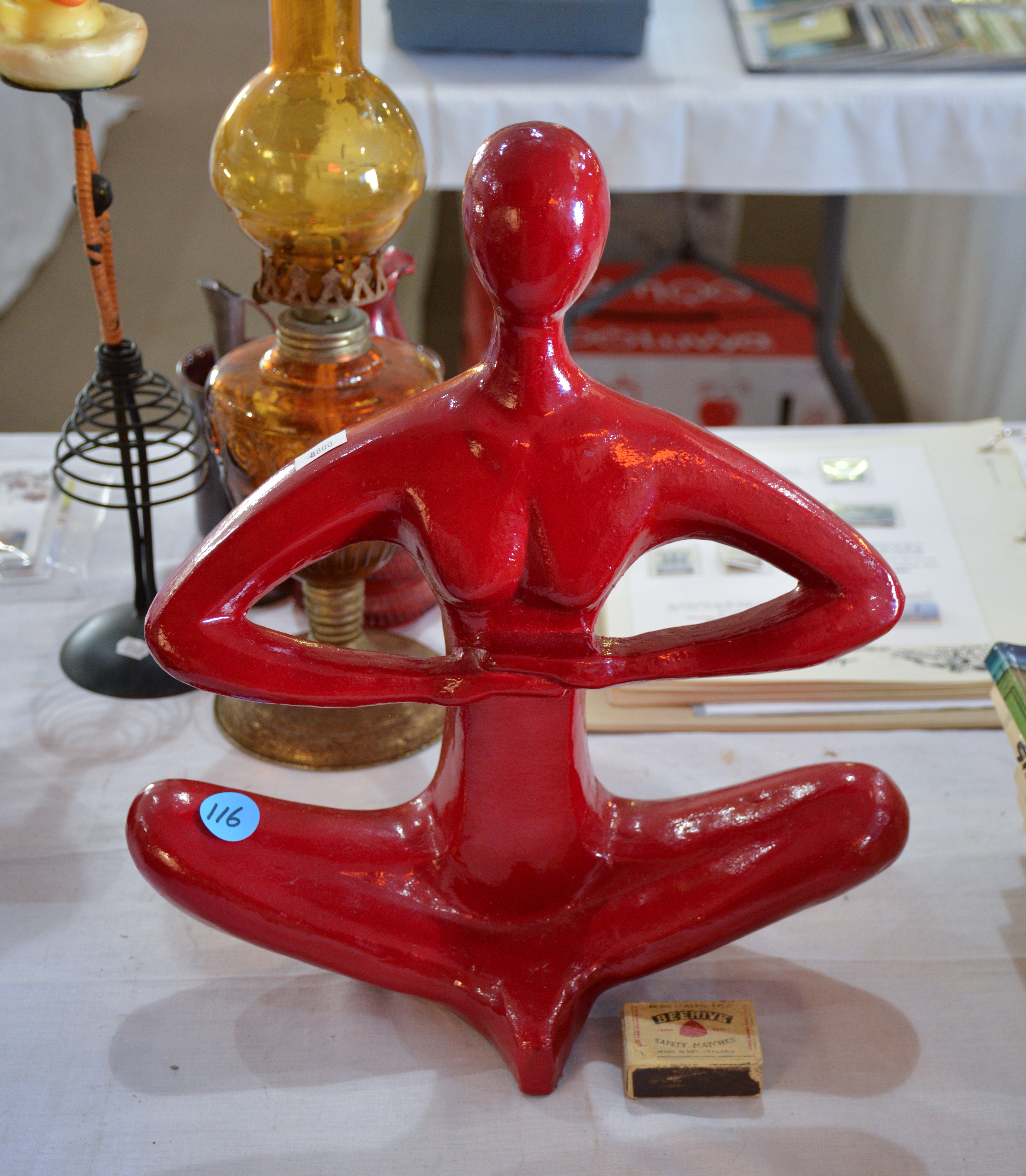 Red Yoga Lady - Handpainted Terracotta — sold at auction in New Zealand for $15