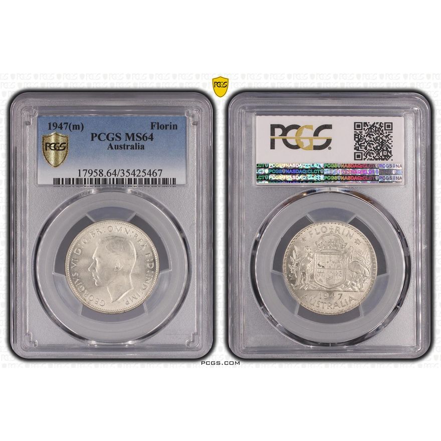 1947(m) Australia Florin Silver PCGS - MS64 -467