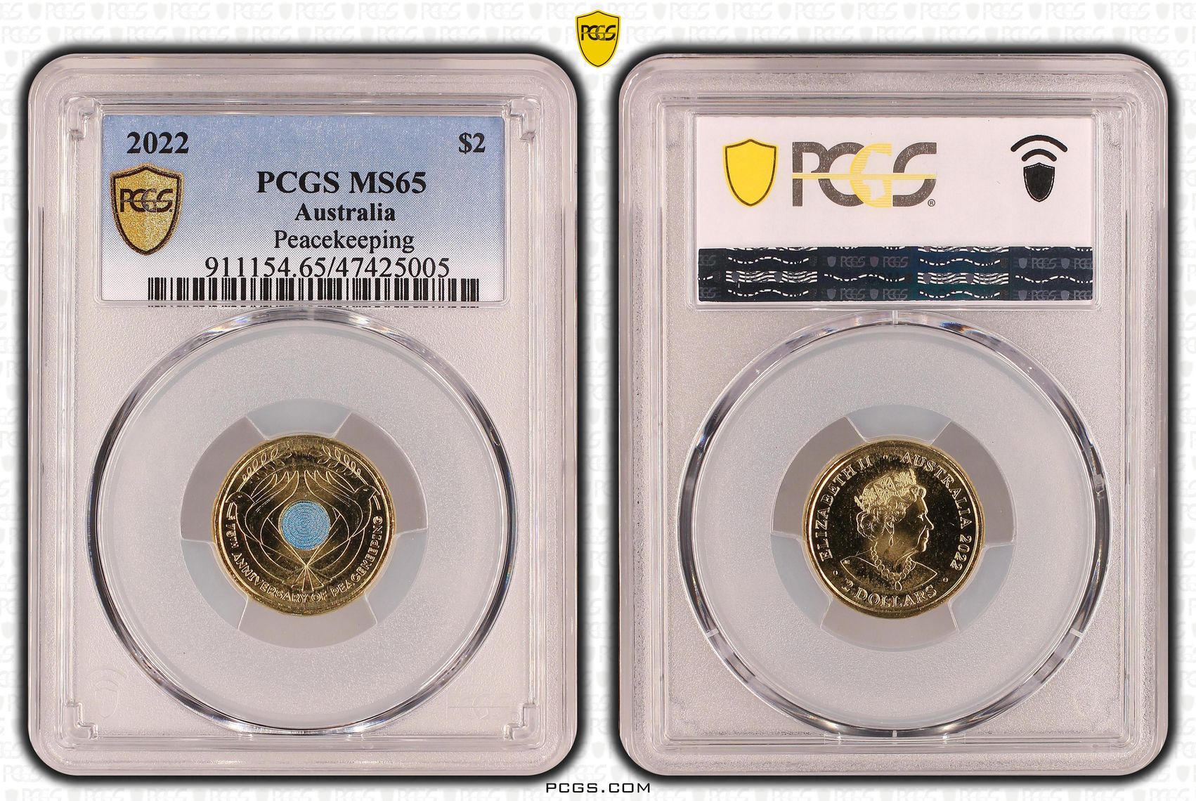 Elizabeth II, Peacekeeping, Two Dollar, 2022, PCGS MS65