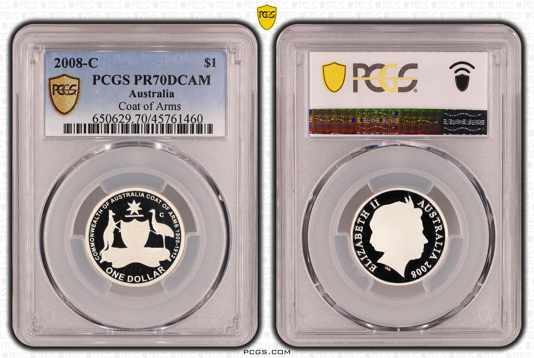 Elizabeth II, Coat of Arms, POP 7/0, One Dollar, 2008-C, PCGS PR 70DCAM