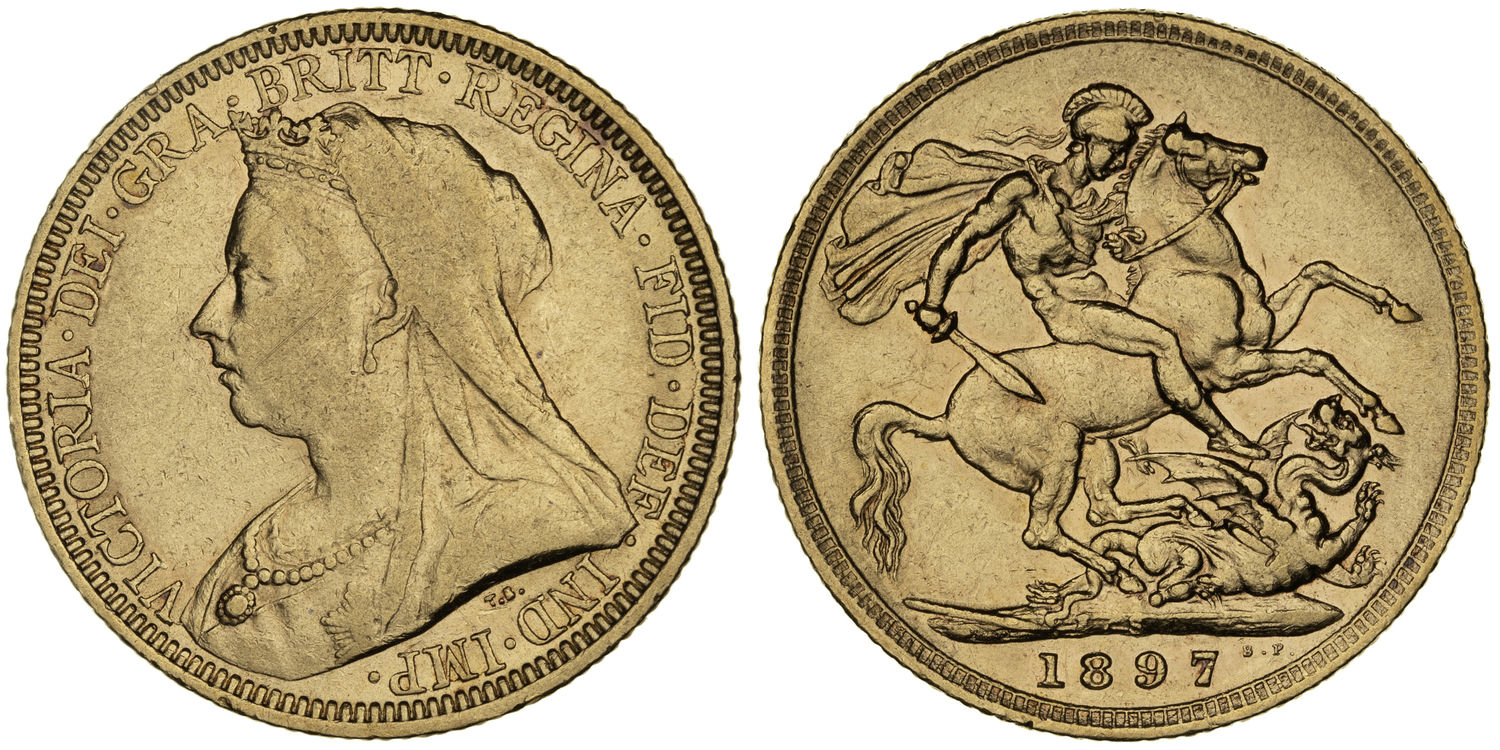 Victoria, St George Reverse, Sovereign, 1897-S, Fine