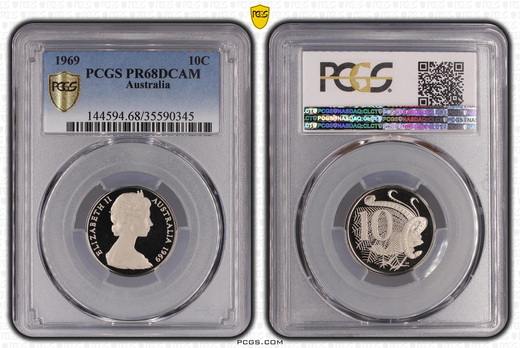 Ten Cent, 1969, Pcgs Pr68dcam