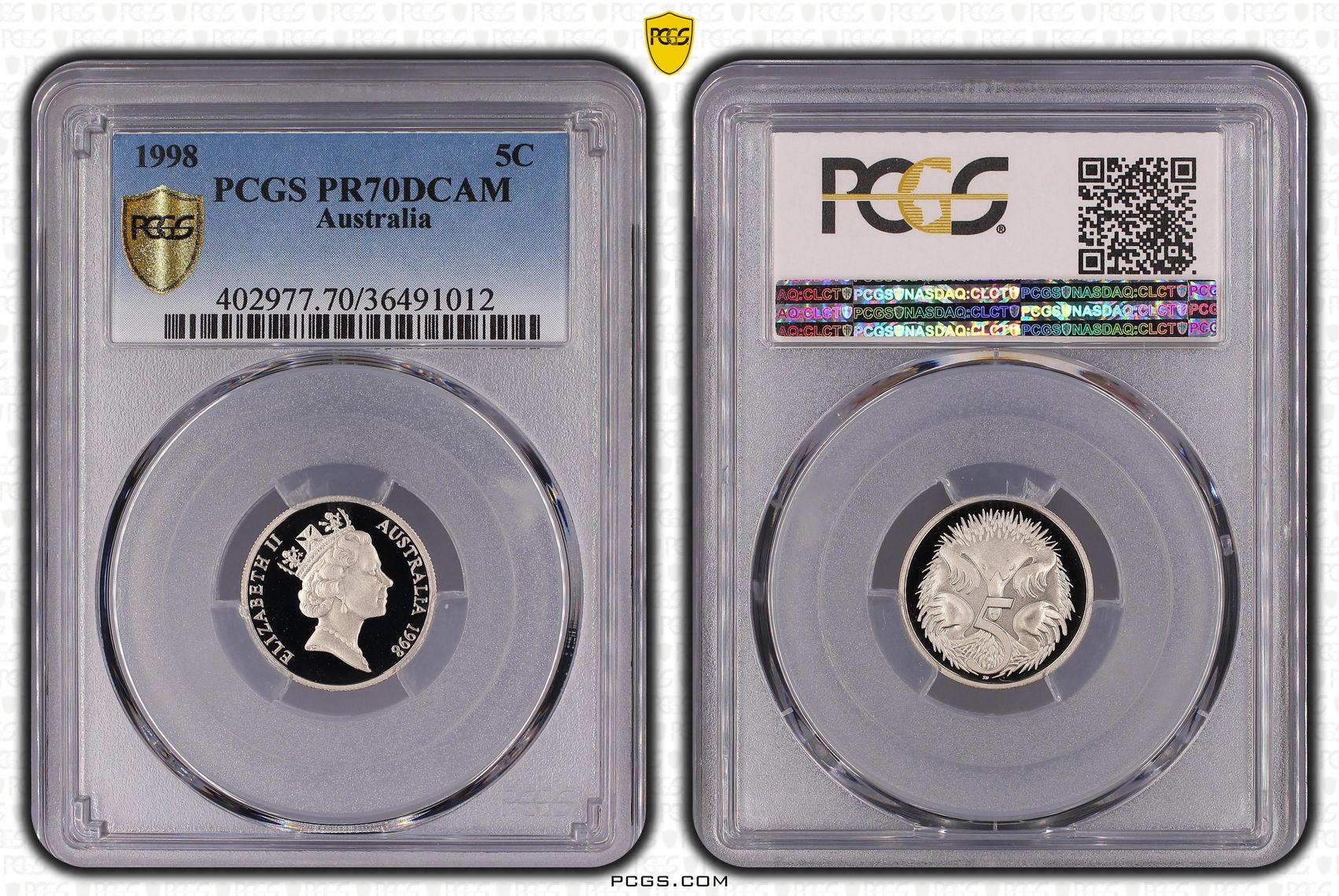 74 · 1998 Australia Five Cent, 5c PCGS - PR70DCAM POP 35/0 -012