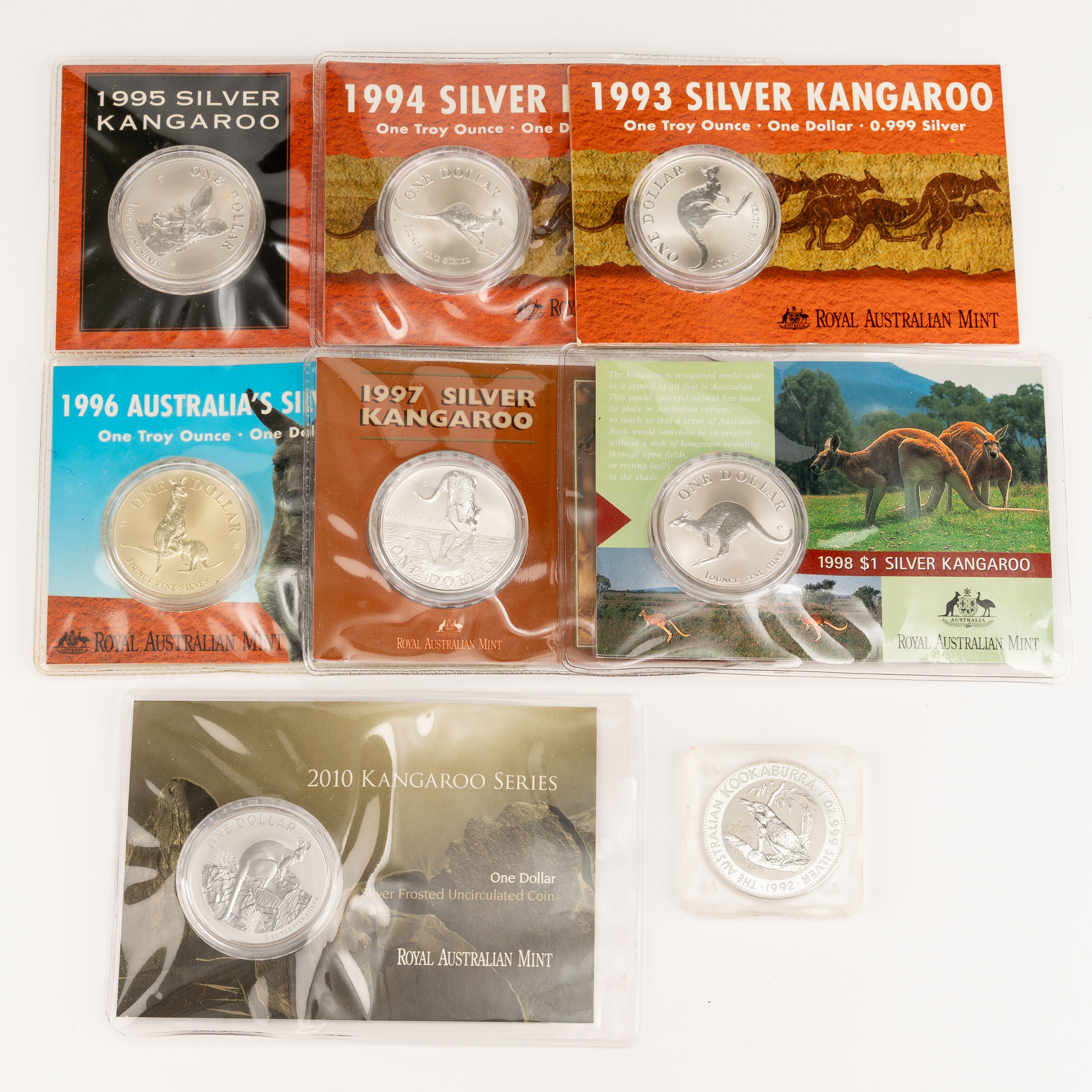 240 · Elizabeth II, RAM / Perth Mint - Kangaroos, One Dollar, 1992 - 2010, UNC - FDC
