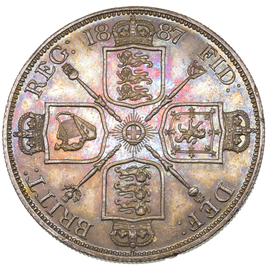 イギリス1887年 ダブルフローリン 銀貨 ヴィクトリア ジュビリーヘッド 