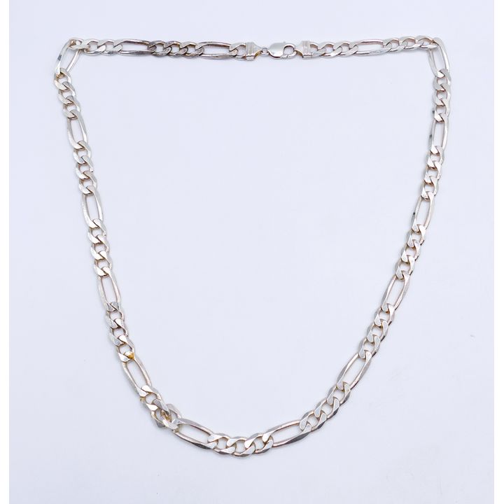 Heavy Sterling Figaro Link Chain Necklace 28'' - 113 Grams