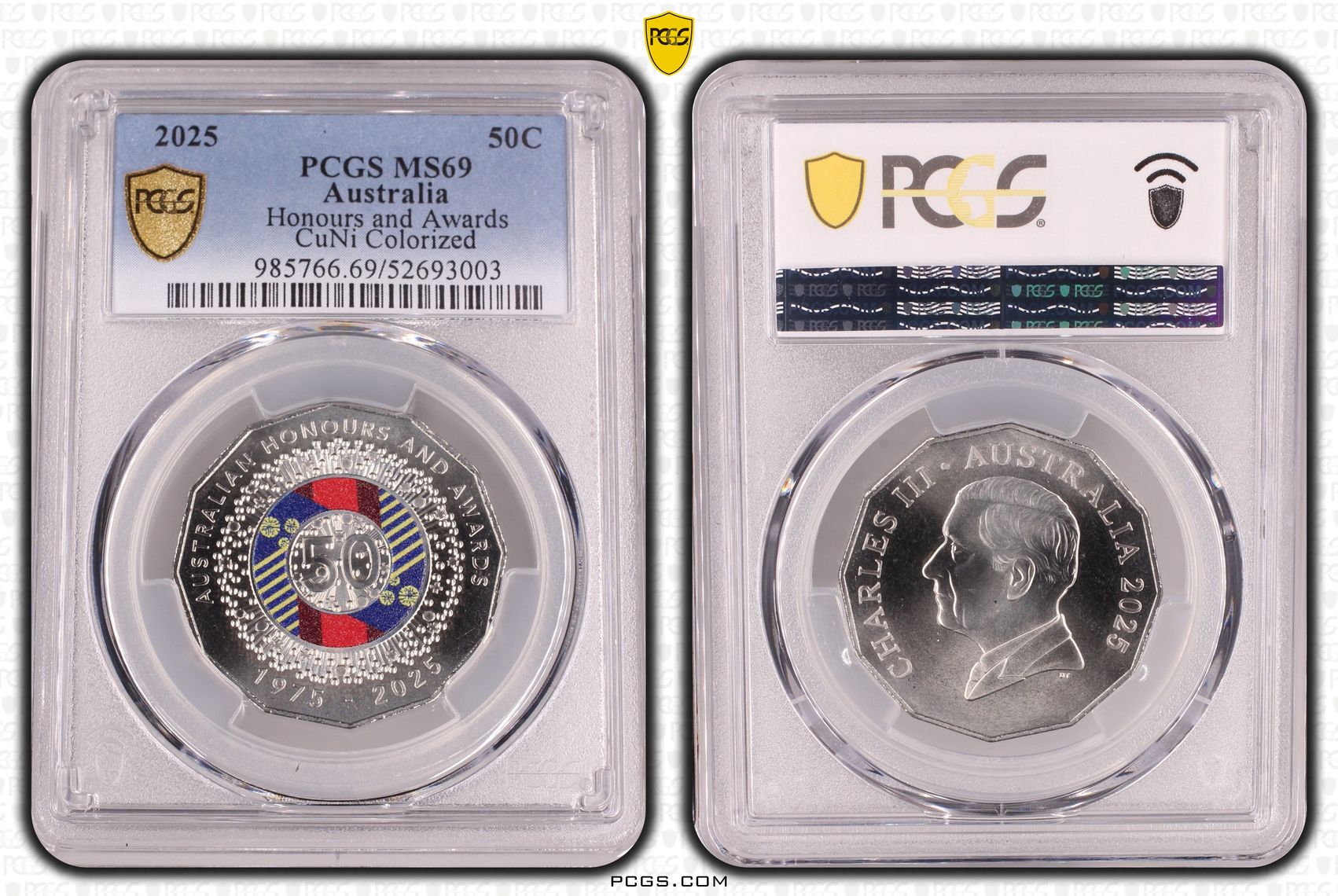 Honours and Awards CuNi Colorized, Fifty Cent, 2025, PCGS MS69