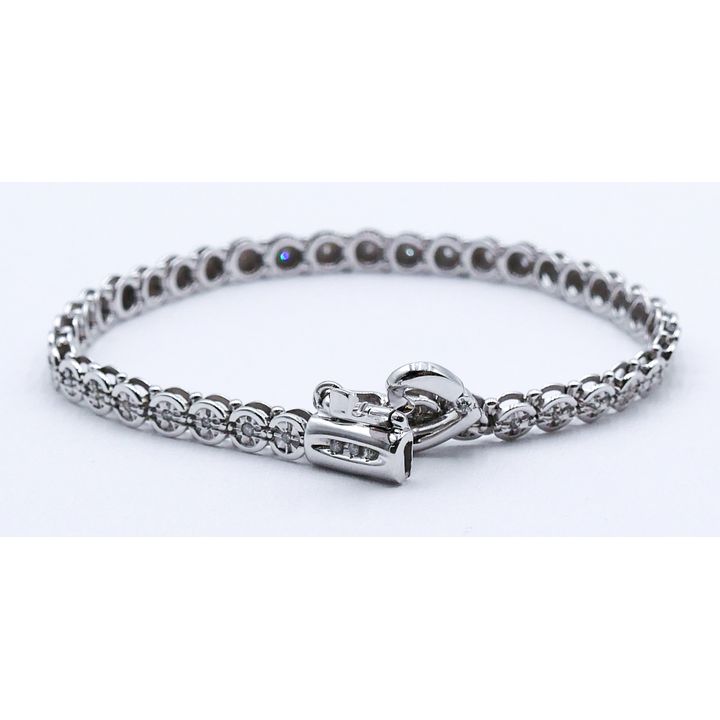 Ladies 10k White Gold Diamond Tennis Bracelet 7'' - 9 Grams