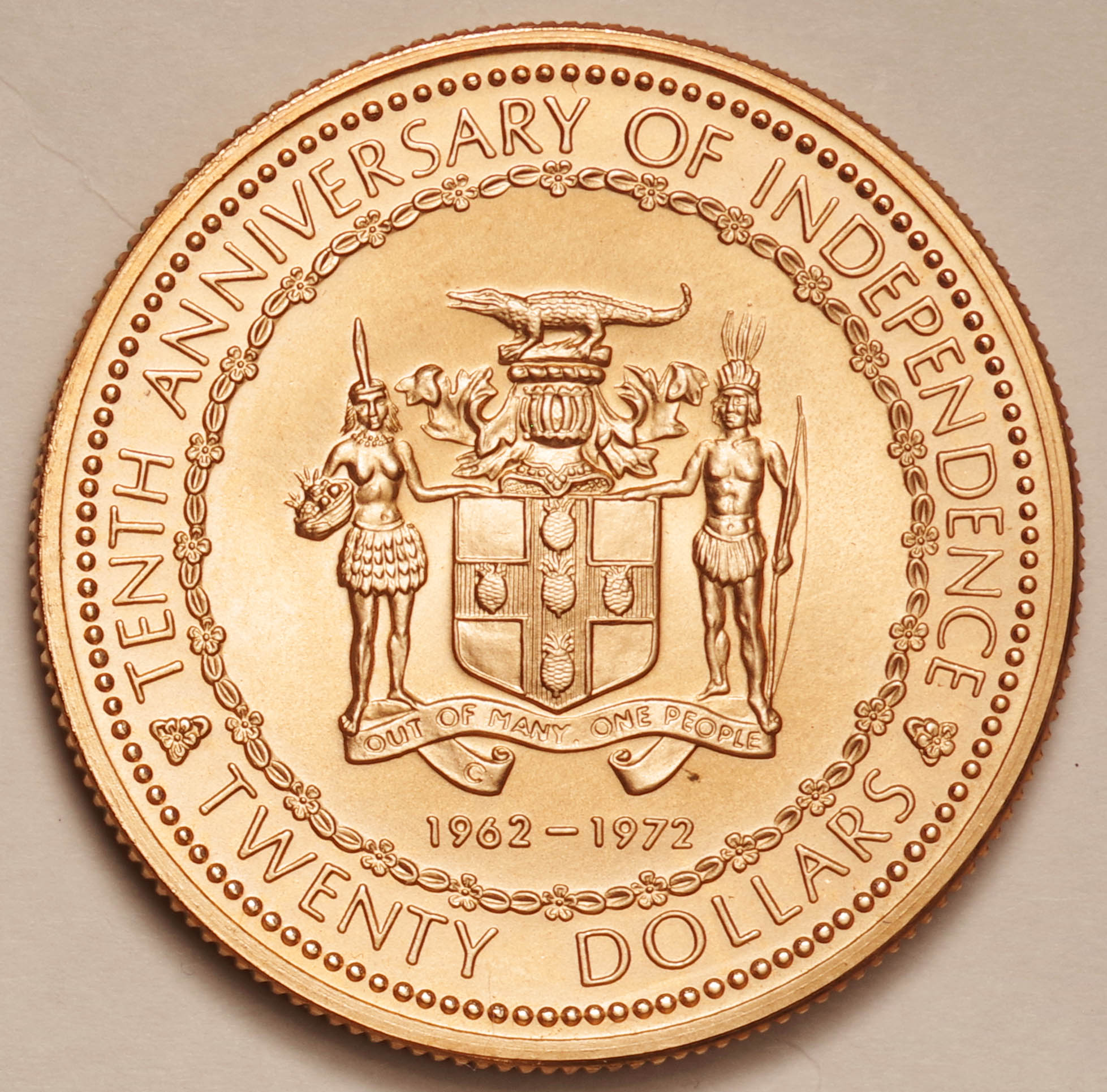 ジャマイカ 金貨(.500) 独立10周年記念20ドル金貨 1972年-