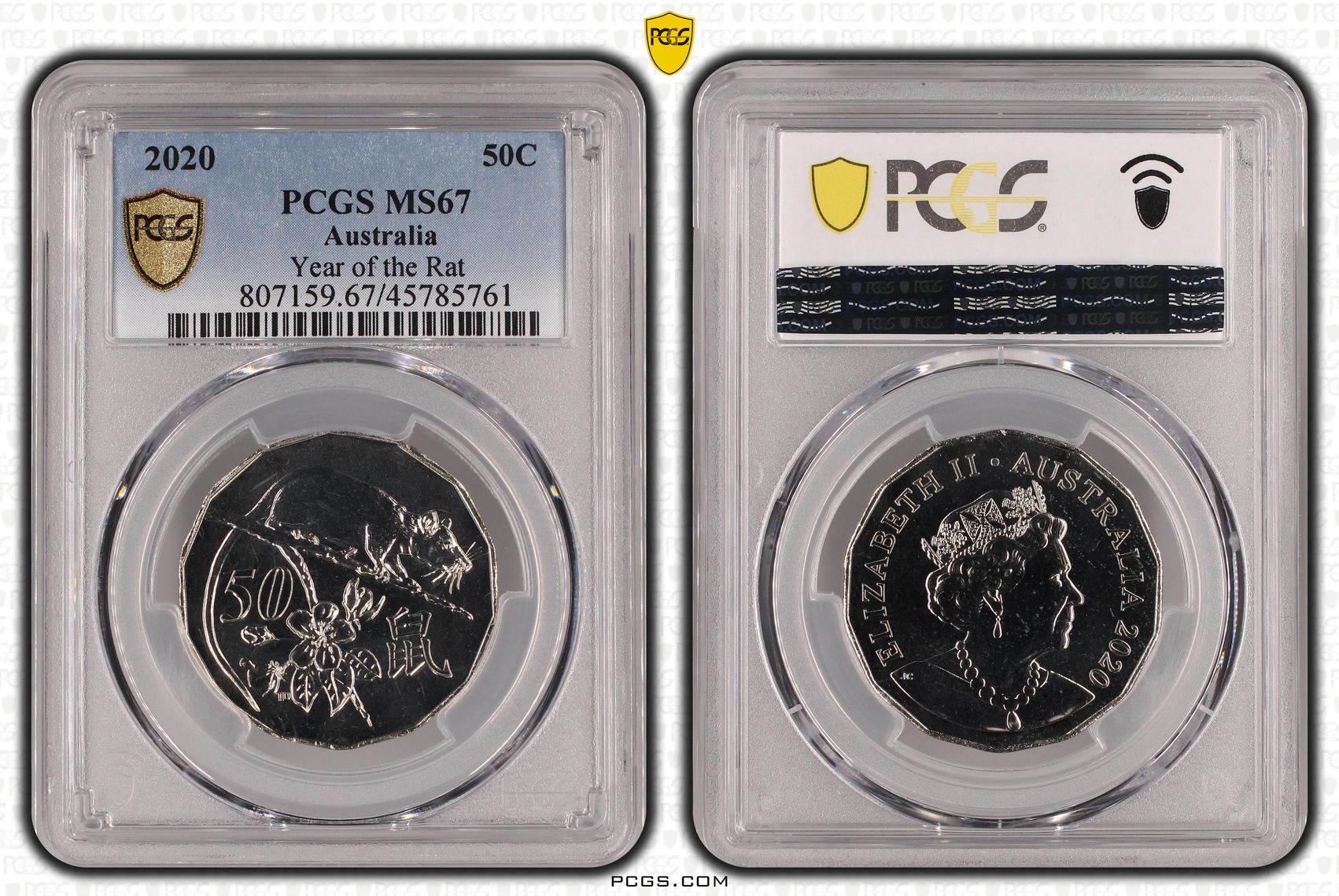 Year of the Rat , Fifty Cent, 2020, PCGS MS67