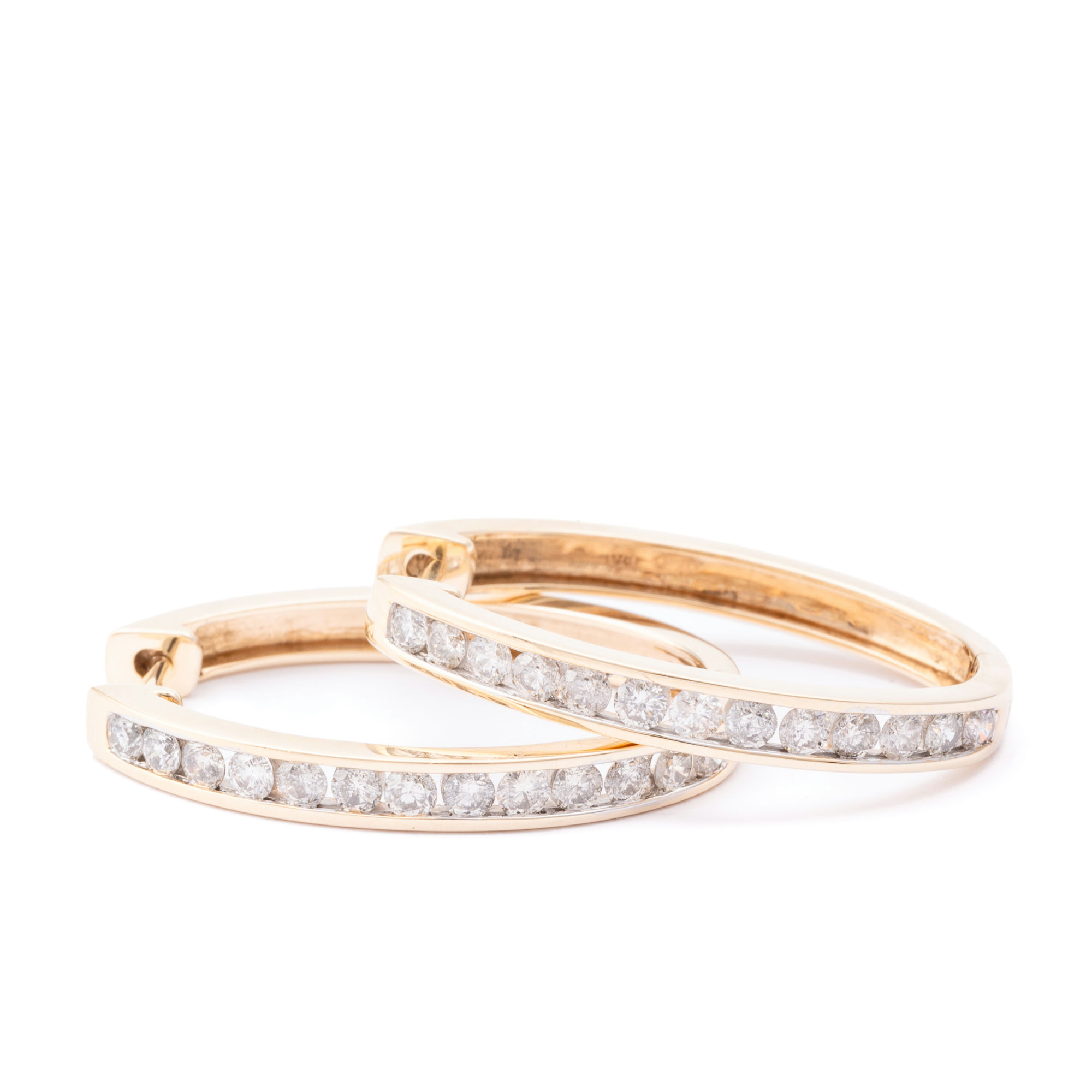 0.75 Diamond Oval Hoop Earrings 9ct Gold,