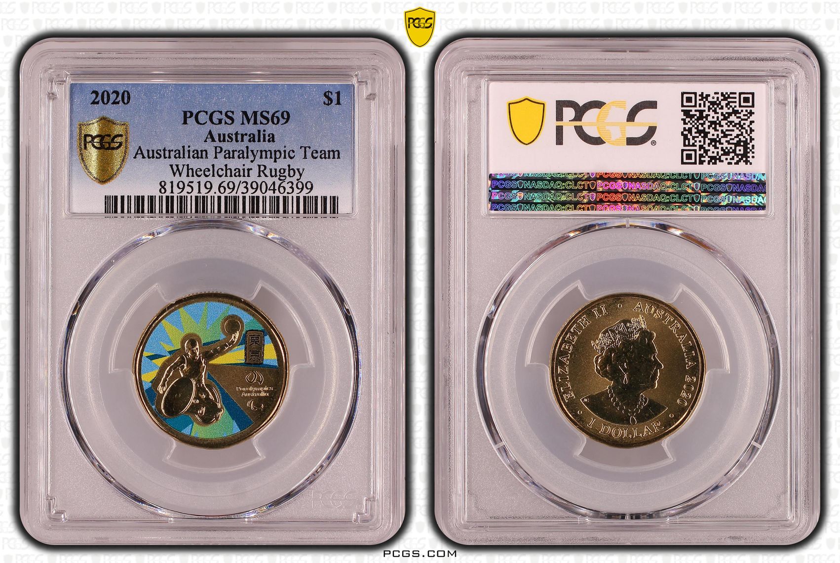 Australian Paralympic Team - Wheelchair Rugby POP 18/0, One Dollar, 2020, PCGS MS69