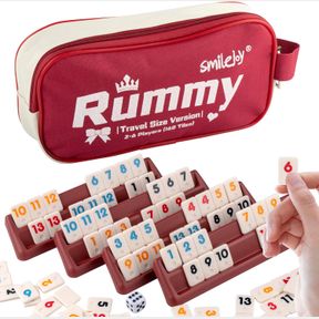 SMILEJOY MINI RUMMY GAME,TRAVEL MINI RUMMY CUBE WITH DURABLE CANVAS BAG, CLASSICAL TRADDITIONL BOARD GAME FOR ADULT AND KIDS,160 T