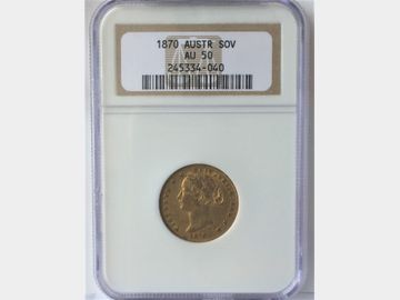 1870 Australia Sydney Mint Gold Sovereign NGC graded AU50.