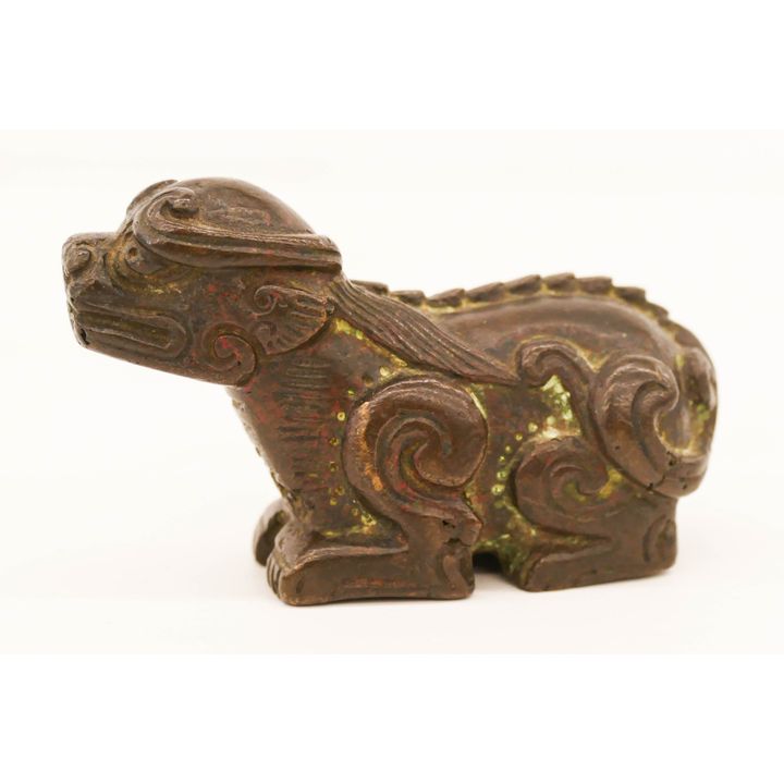 Chinese Qing Archaic Qilin Bronze Scroll Weight