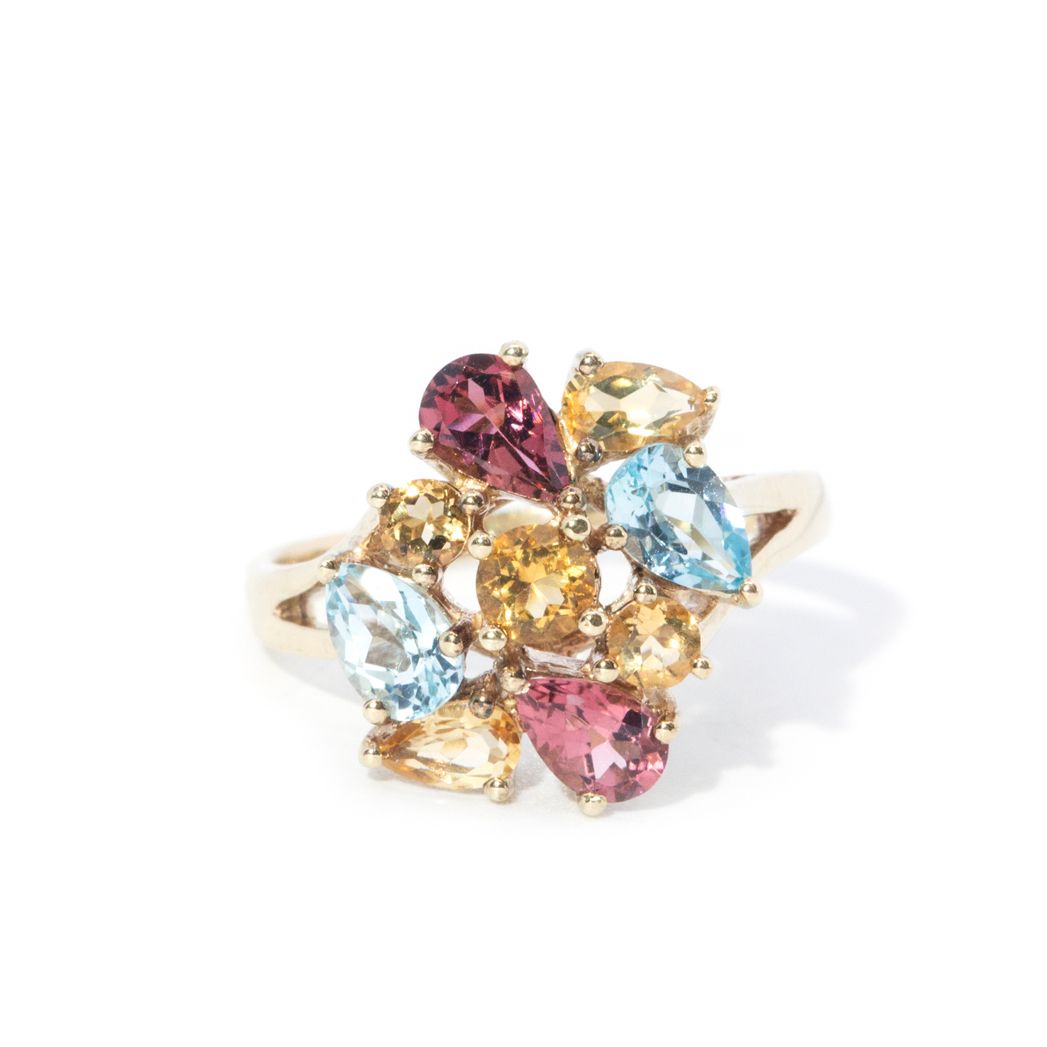 Gemstone Cluster 9ct Gold Ring