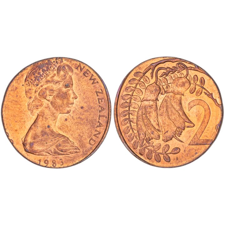 New Zealand, Elizabeth II, Two Cents, 1983, CHU