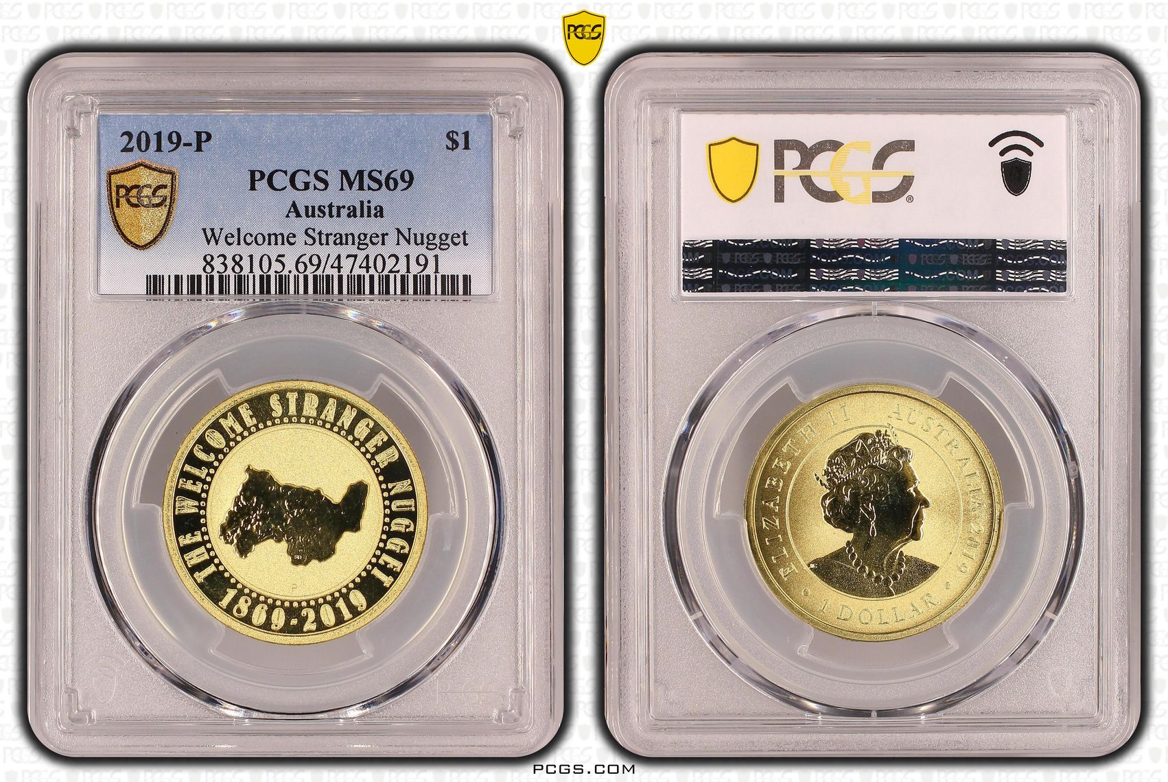 Welcome Stranger Nugget, One Dollar, 2019-P POP Report 2/1, PCGS MS 69