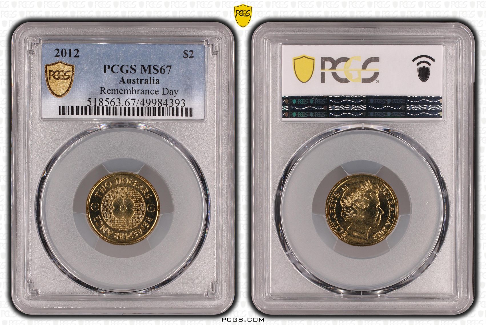 Remembrance Day , Two Dollar, 2012, PCGS MS67