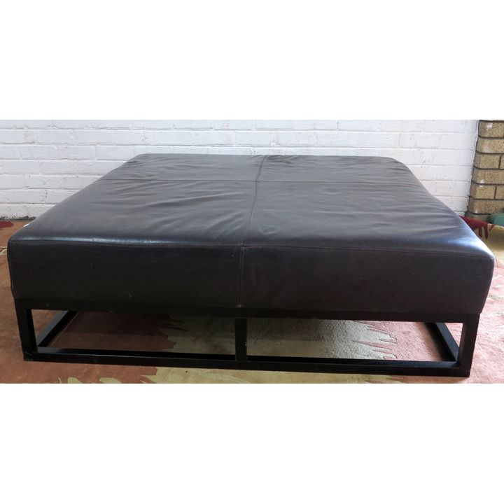 LARGE LEATHER OTTOMAN