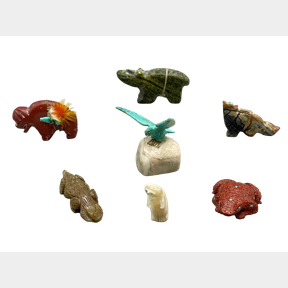 Group Of Seven Hand Carved Zuni Fetishes